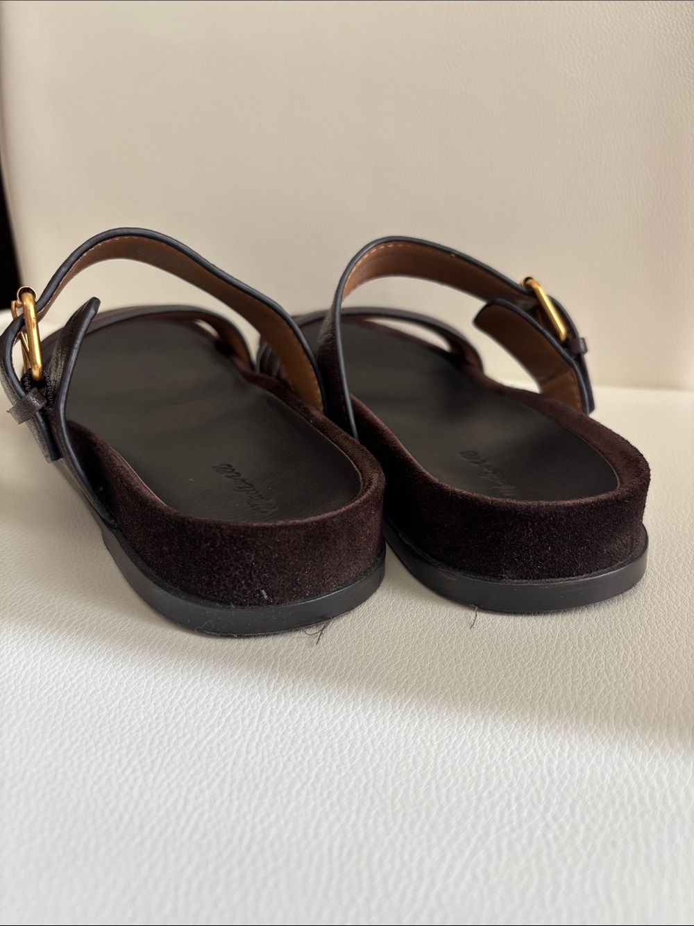 Madewell women’s Brown Leather Slide Sandals with Buckle 7 - Picture 4 of 7